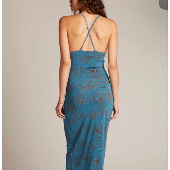 Paloma Wool Luz Slinky Midi Dress Size Large Zebra Print Mosaic Blue 90s Y2K - Picture 14 of 16